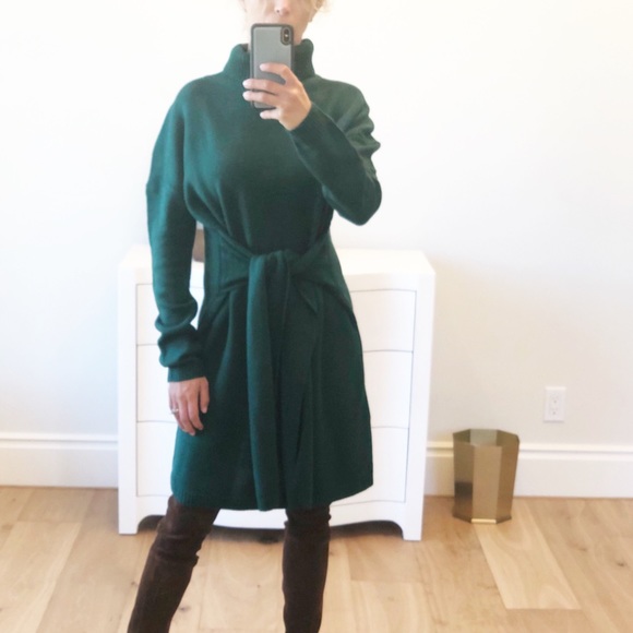 TORREY PINES Green Tie Turtleneck Sweater Dress - Picture 2 of 11